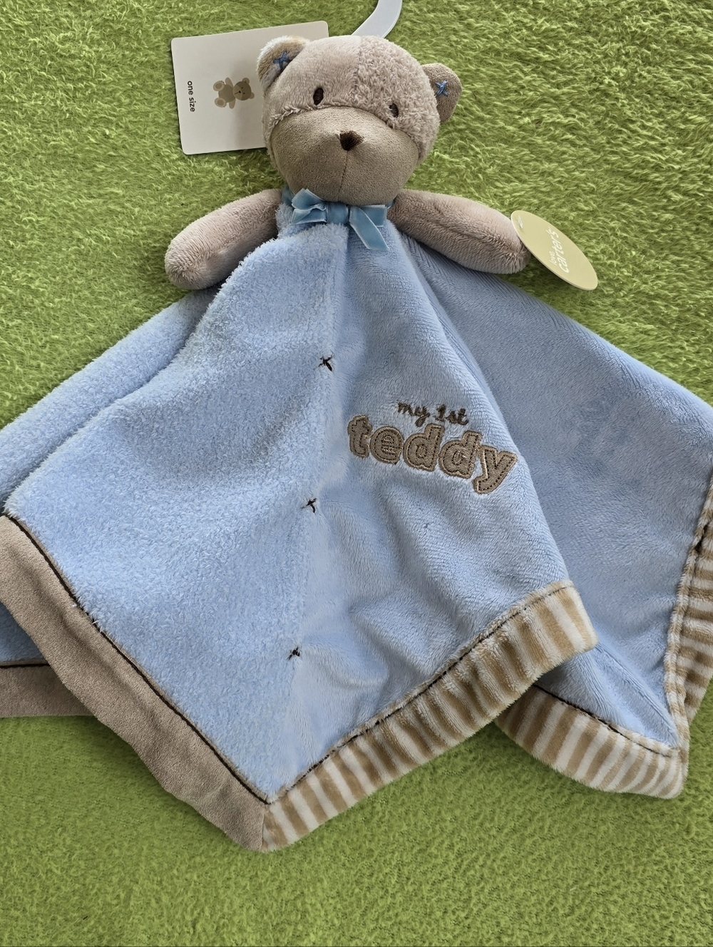 NWT MINT - BLUE - Baby BOYS - TOY TEDDY SECURITY BLANKET -  My 1st Teddy (Q2)